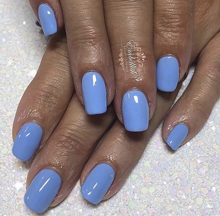 Cornflower blue square nails